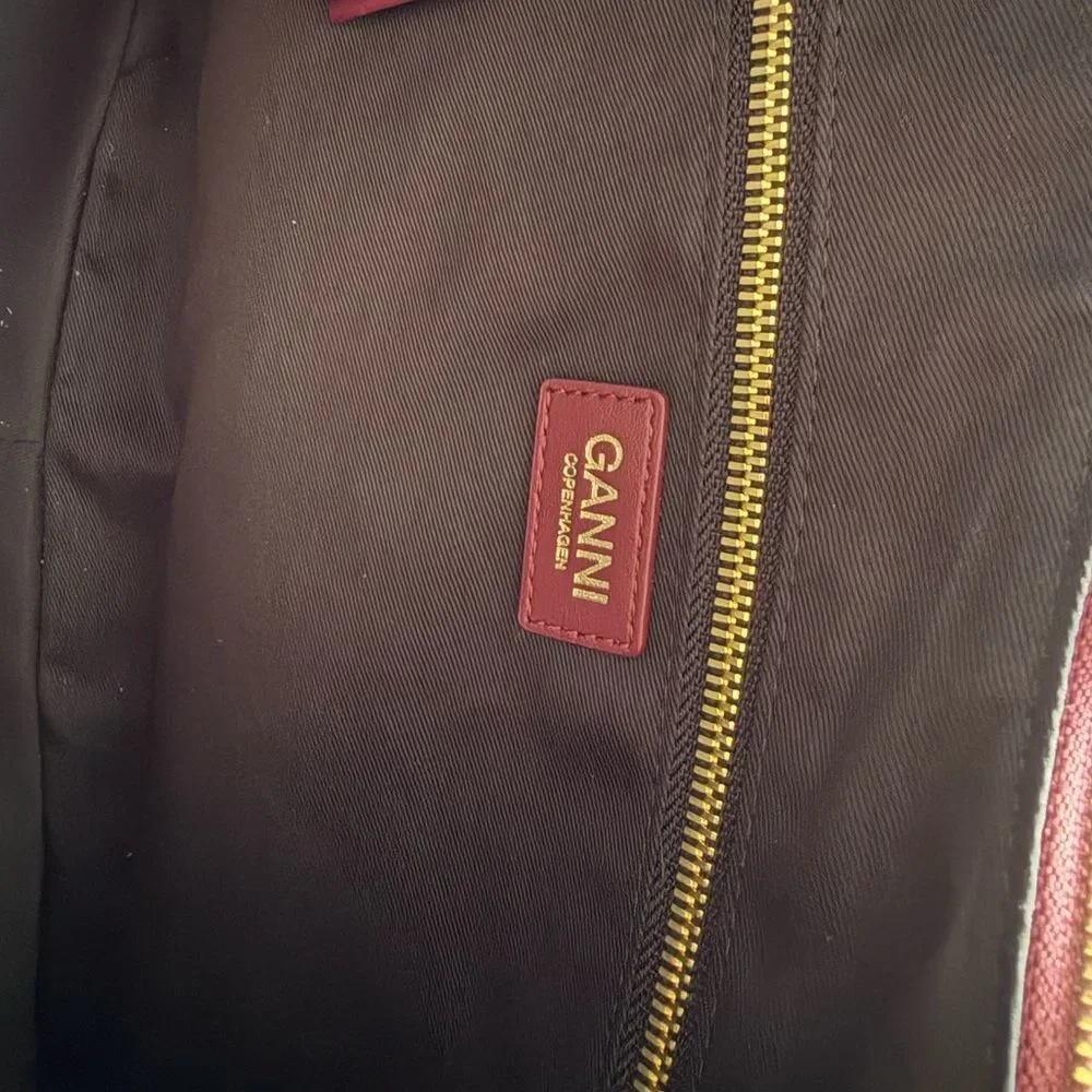 GANNI Burgundy Leather Shoulder and Crossbody Bag